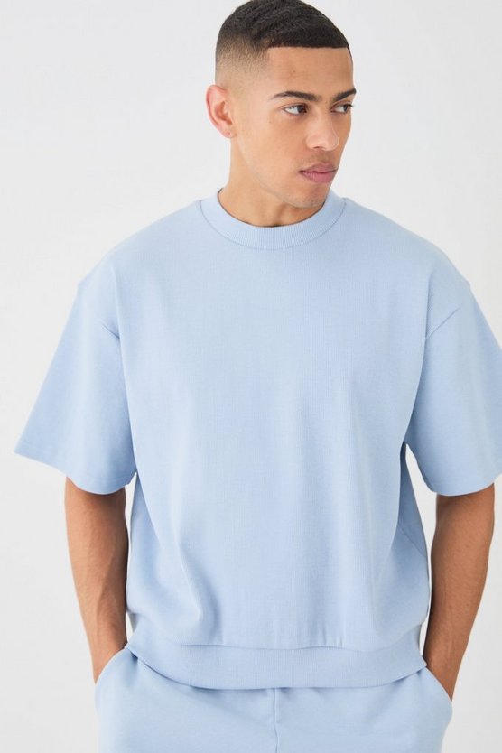 Kurzärmliges geripptes Oversize Sweatshirt