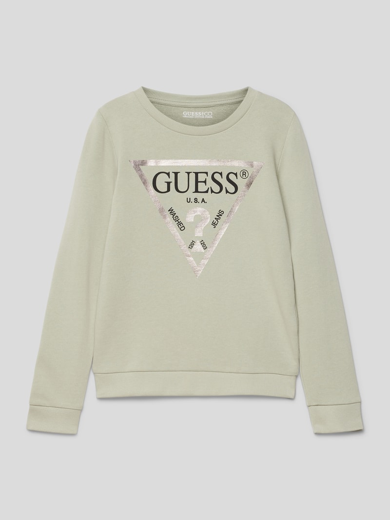 Sweatshirt mit Label-Print in schilf