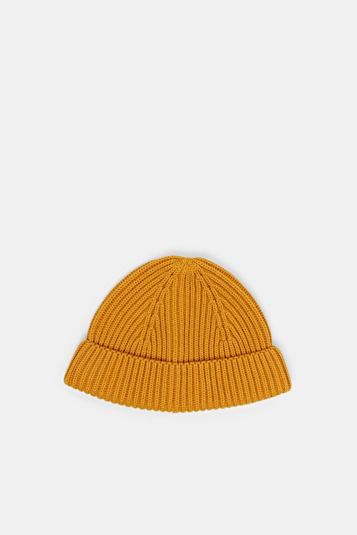 Rippstrick-Beanie, 100 % Baumwolle
