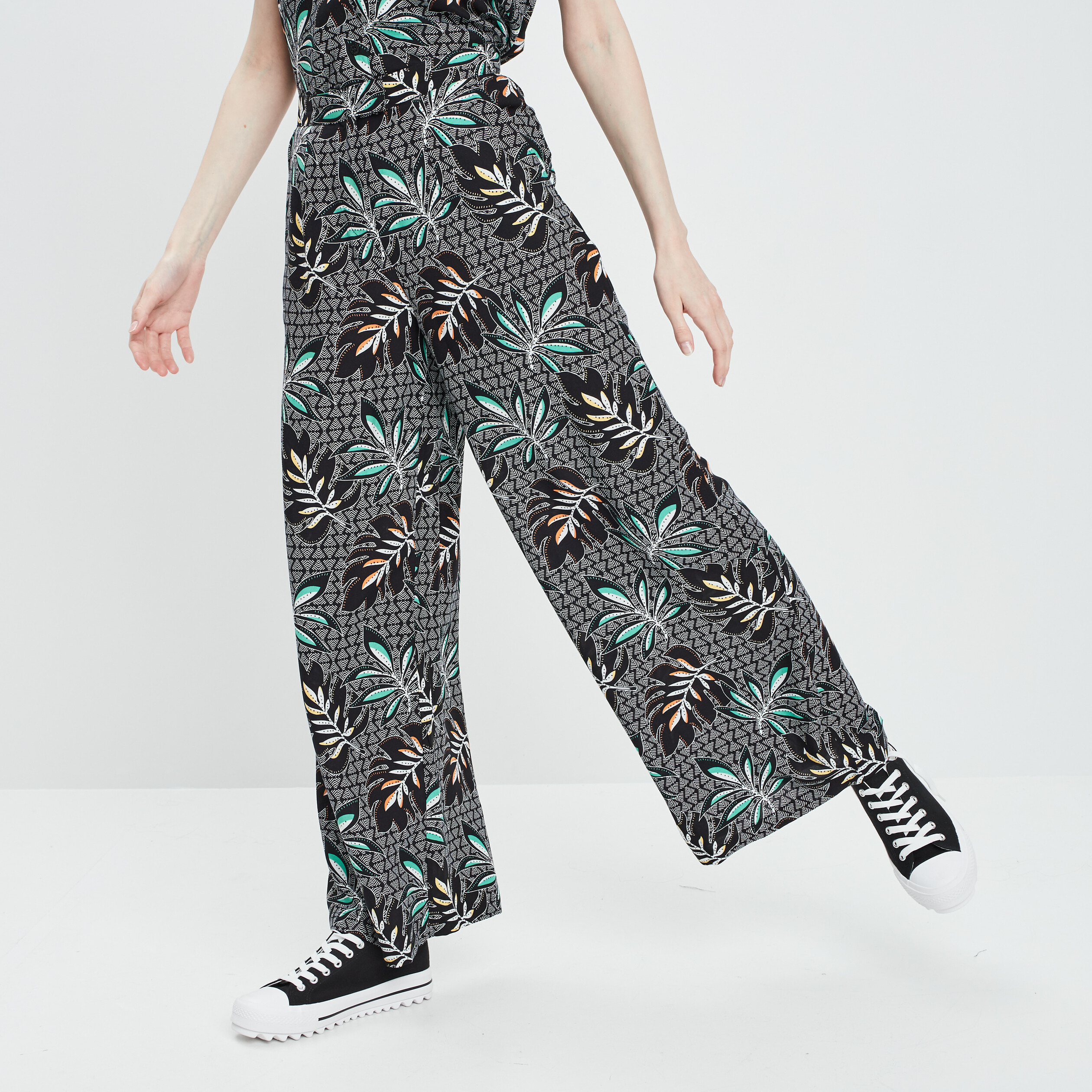 Pantalon large fluide noir femme | La Halle
