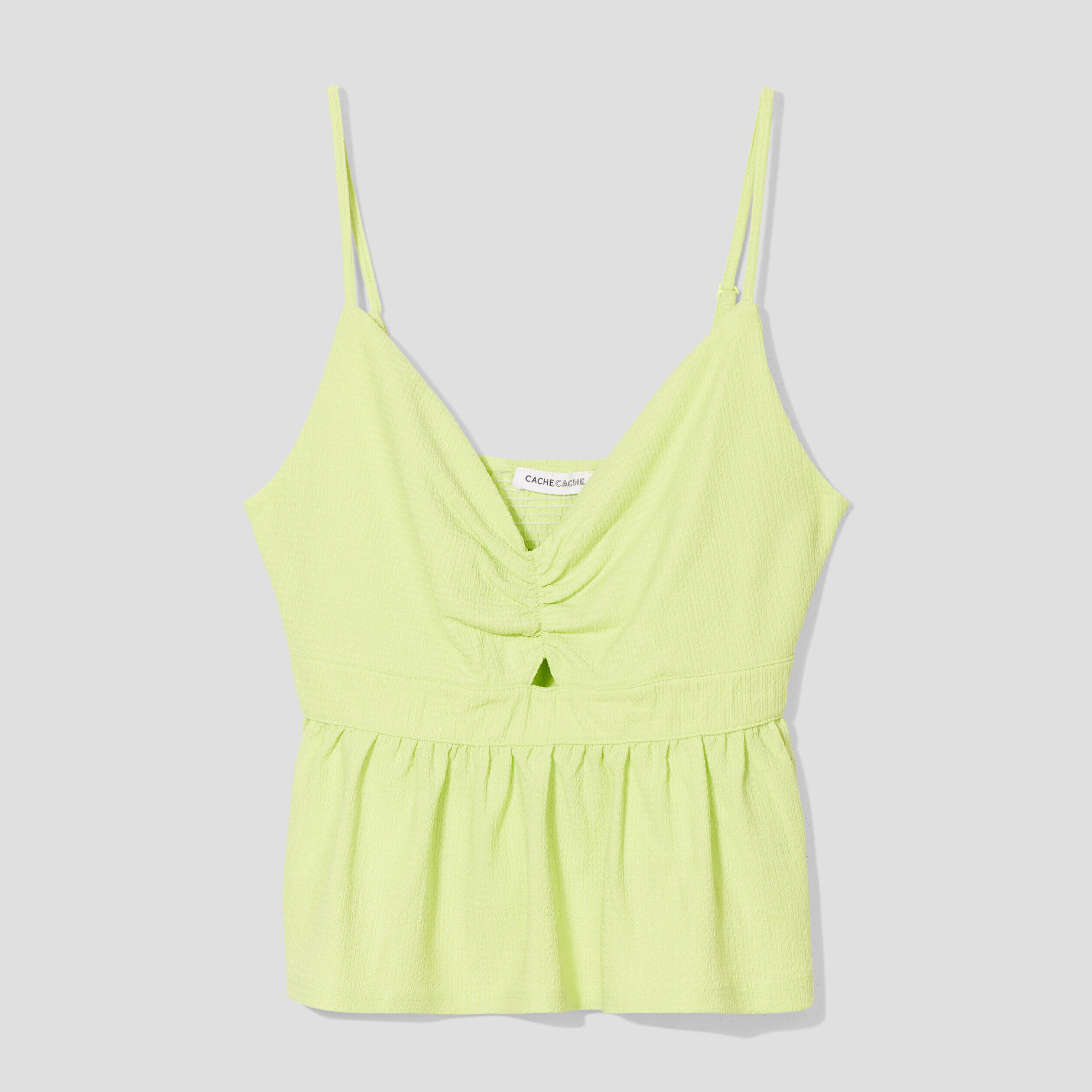 Débardeur avec fronces vert fluo femme | Cache Cache