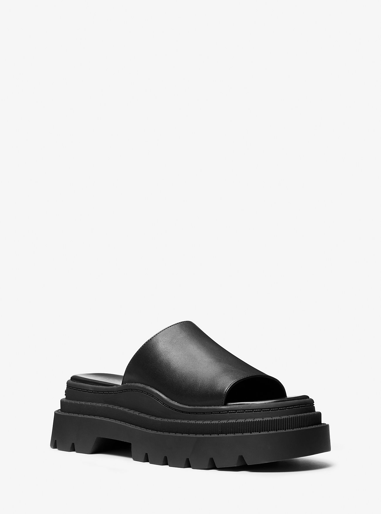 Kendra Platform Slidesandaler i skinn - SVART