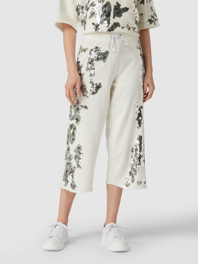 Sweathose mit Pailettenbesatz in offwhite