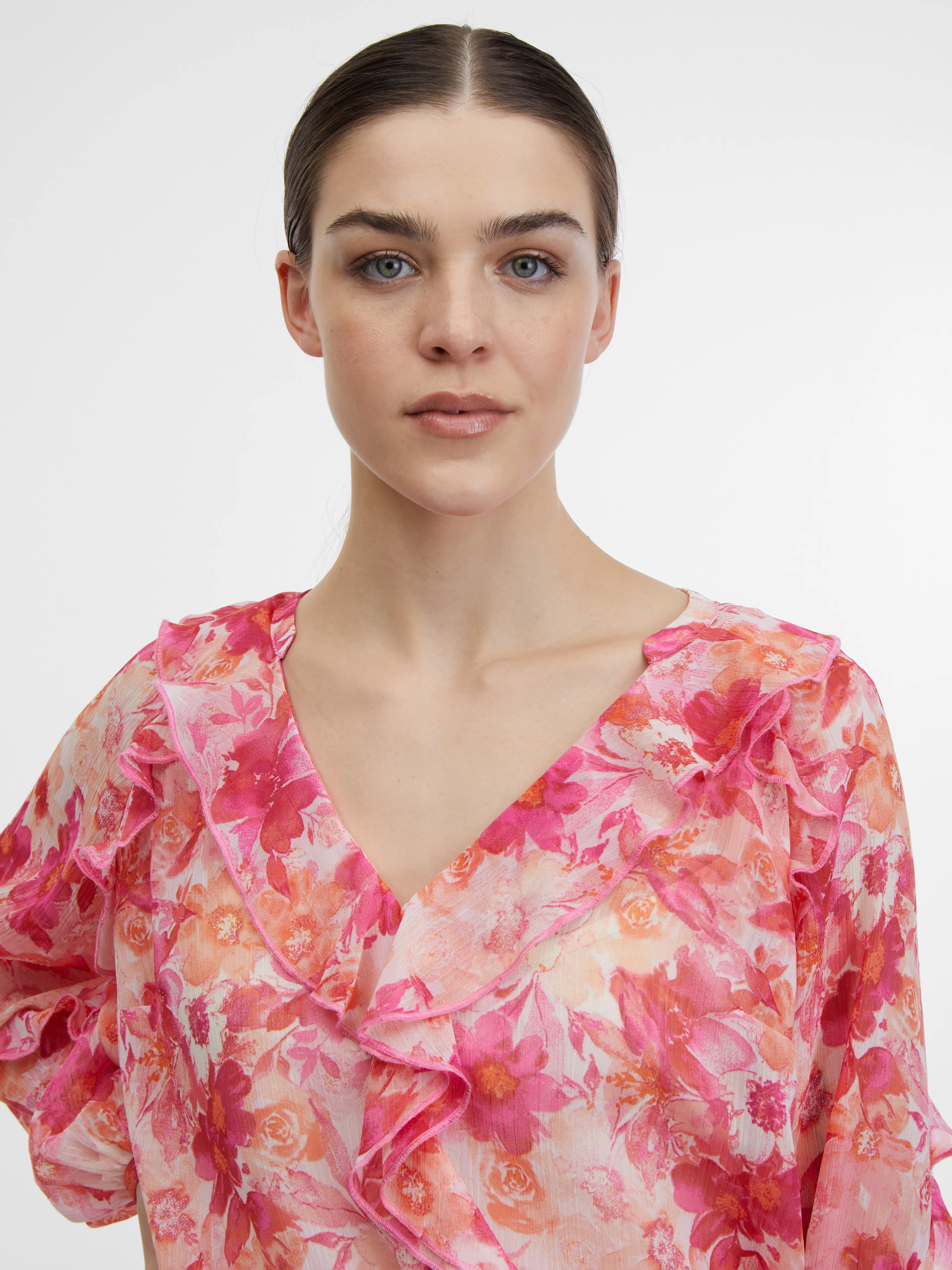 Rosa Damen-Bluse mit Blumenmuster ORSAY