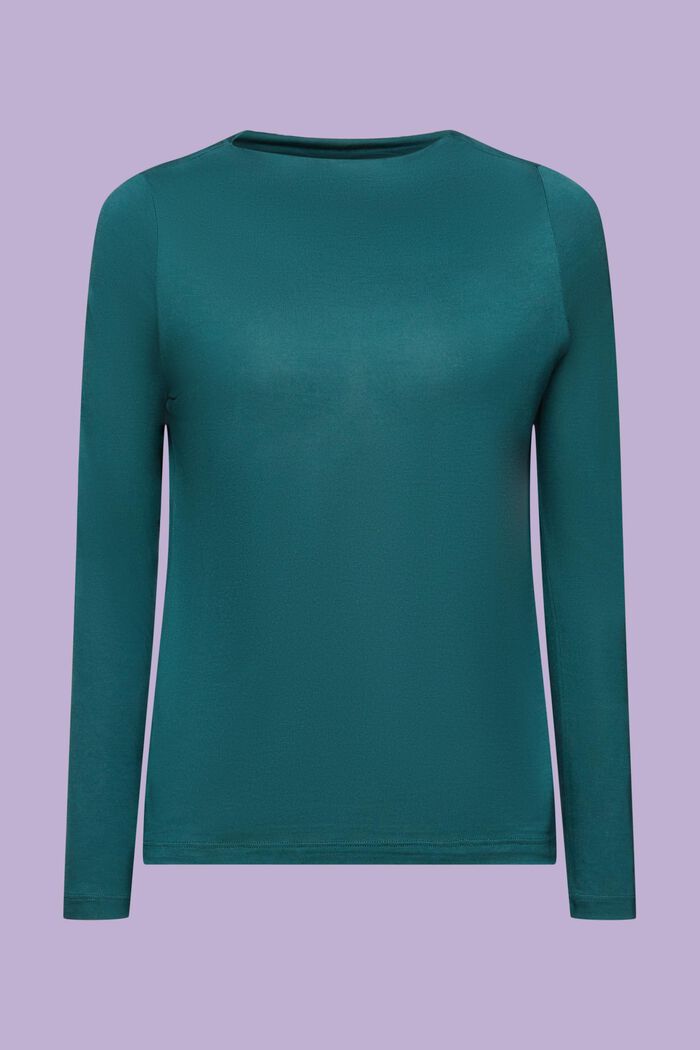 Jersey-Longsleeve mit Wasserfallausschnitt