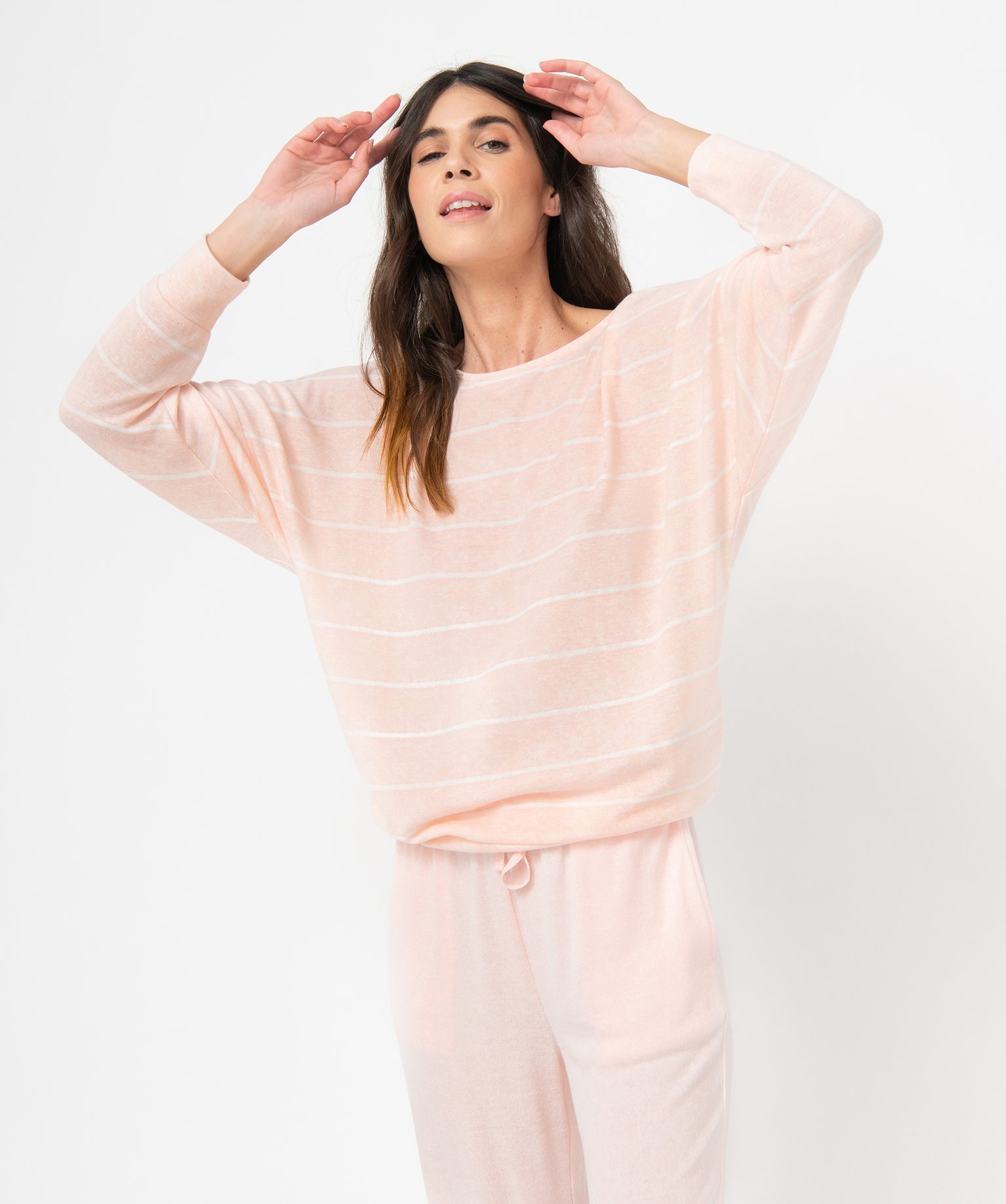 Haut de pyjama à manches chauve-souris femme rose | GEMO