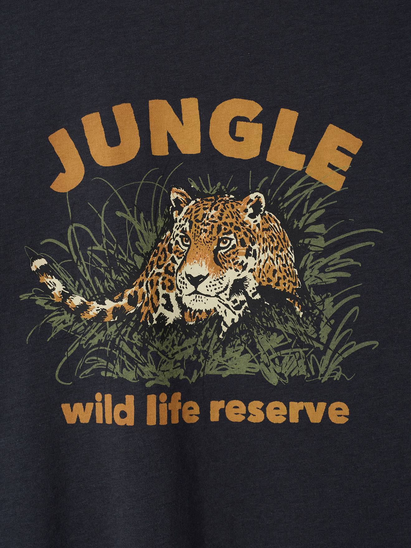 Vertbaudet Jungen T-Shirt mit Tierprint, Recycling-Baumwolle - wollweiß