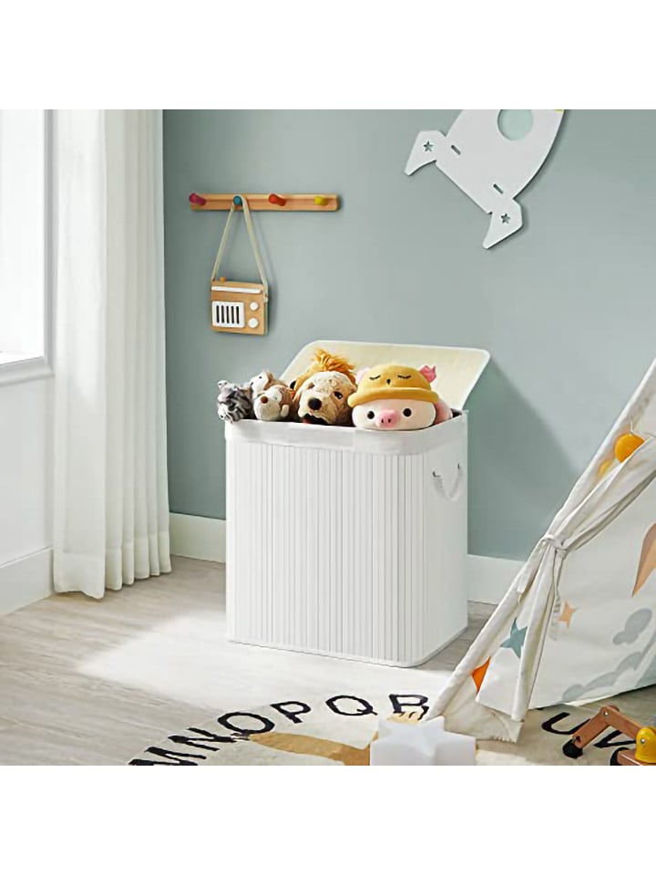Songmics Wäschekorb in Weiß/ Hellbraun - (B)60 x (H)61,5 x (T)40 cm günstig kaufen onesize