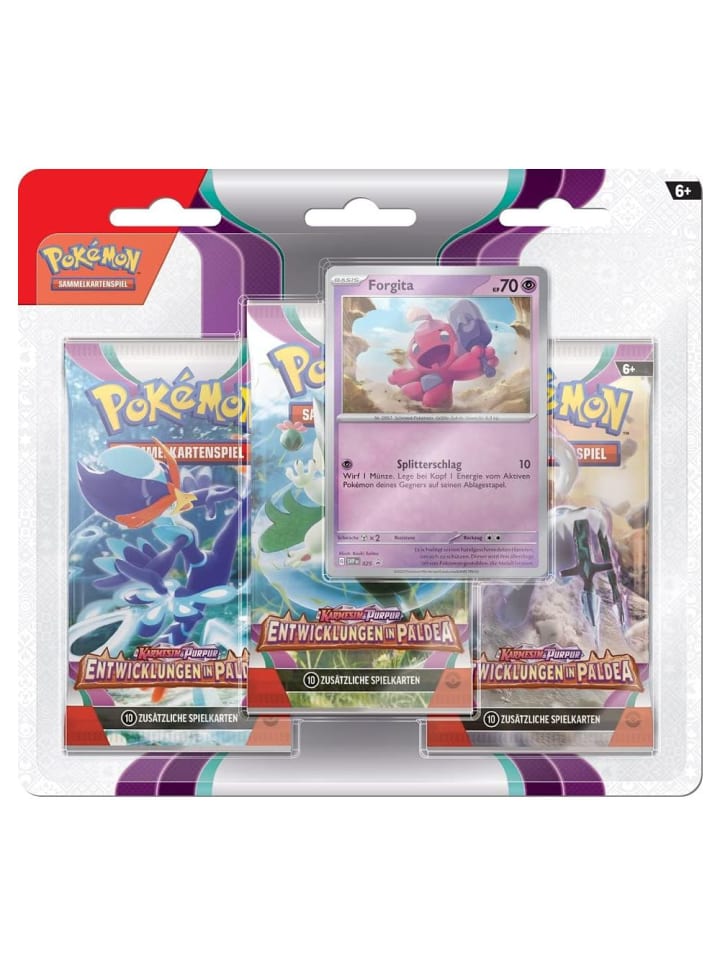 Pokémon Forgita | 3 Booster-Packs | Pokemon Karten deutsch | Karmesin & Purpur günstig kaufen onesize