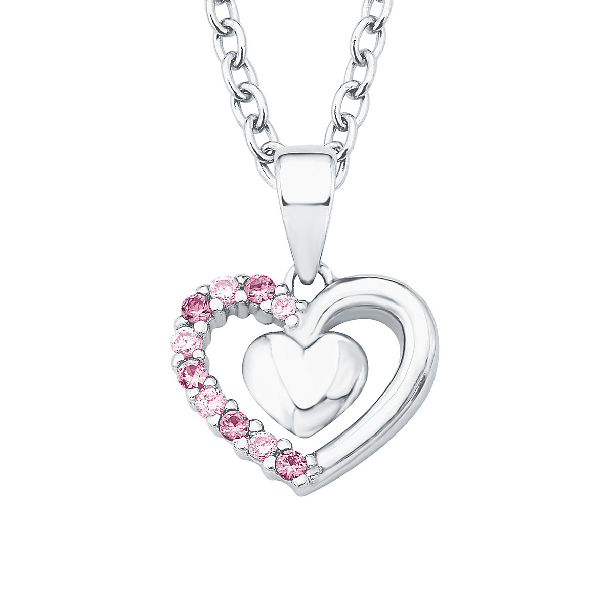 Kette mit Anhänger für Mädchen, 925 Sterling Silber, Zirkonia synth. | Herz Halsketten für Mädchen