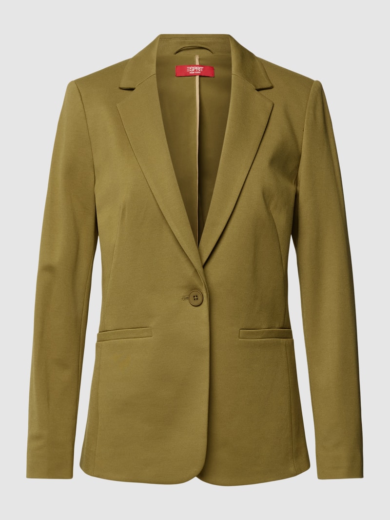 Blazer in unifarbenem Design mit Knopfverschluss in olivgrün