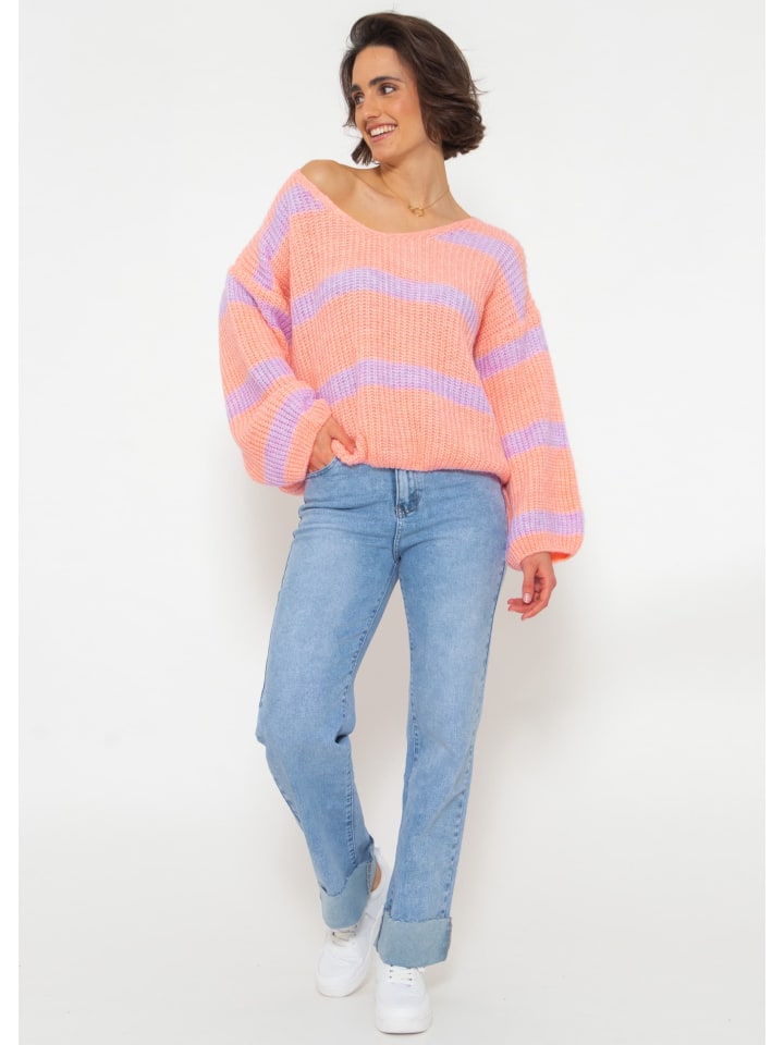 SASSYCLASSY Oversize Strick-Pullover in puderrosa, orange günstig kaufen