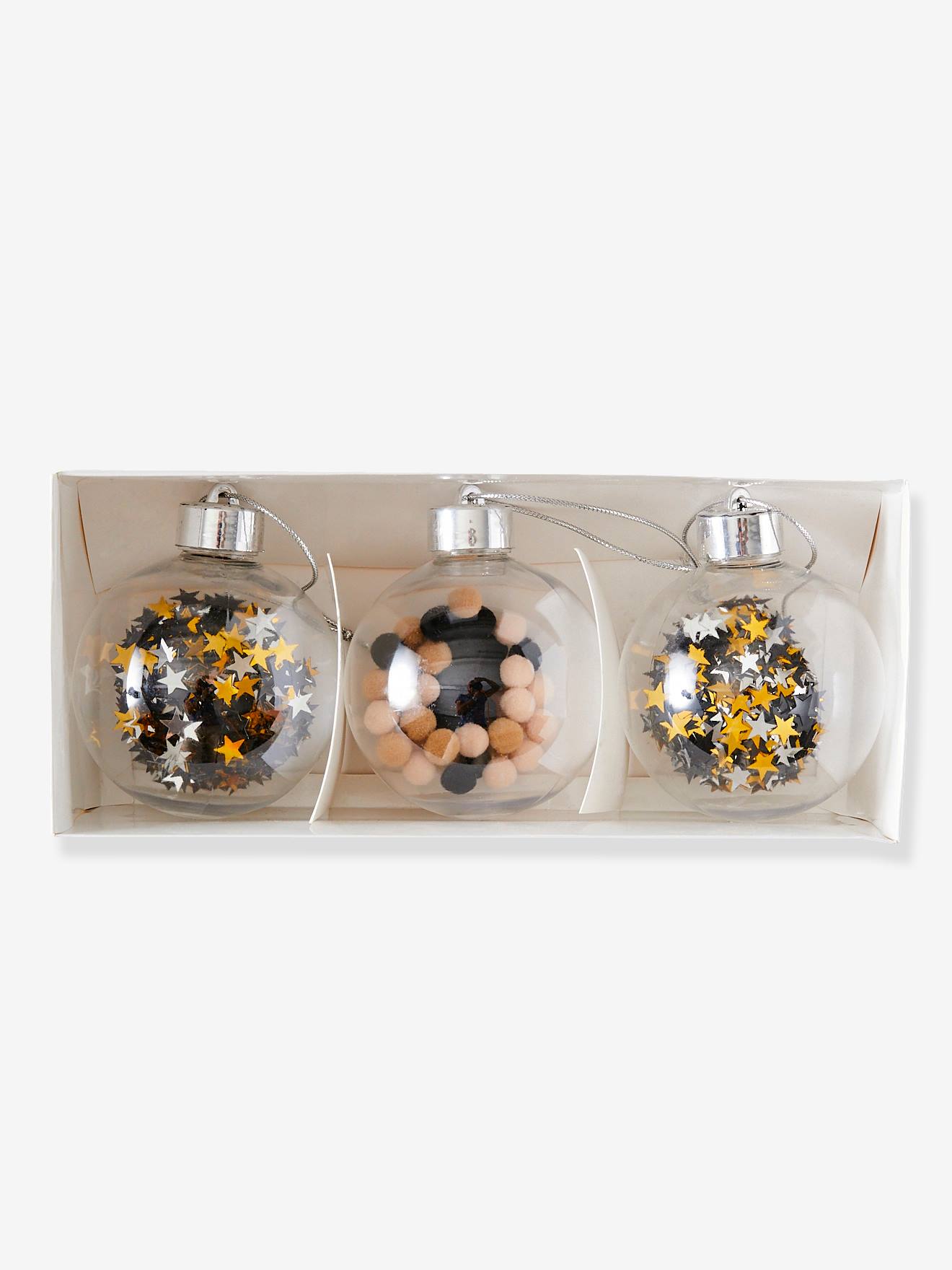 Les 3 boules de Noël beige irisé