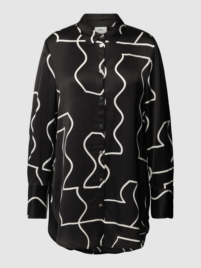 Bluse mit Allover-Muster in schwarz