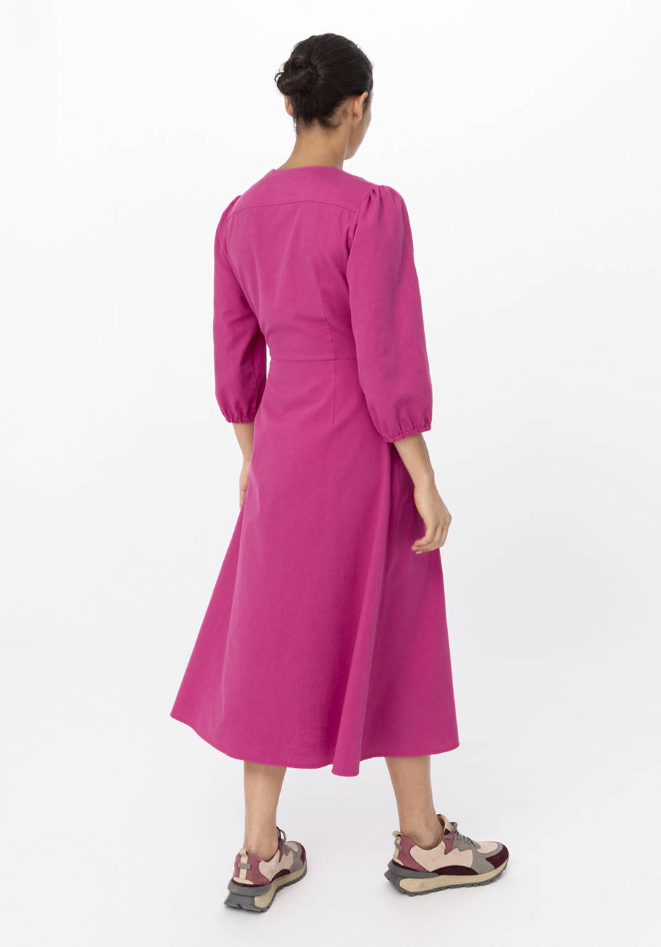 Midi-Wickelkleid aus Bio-Baumwolle mit Leinen