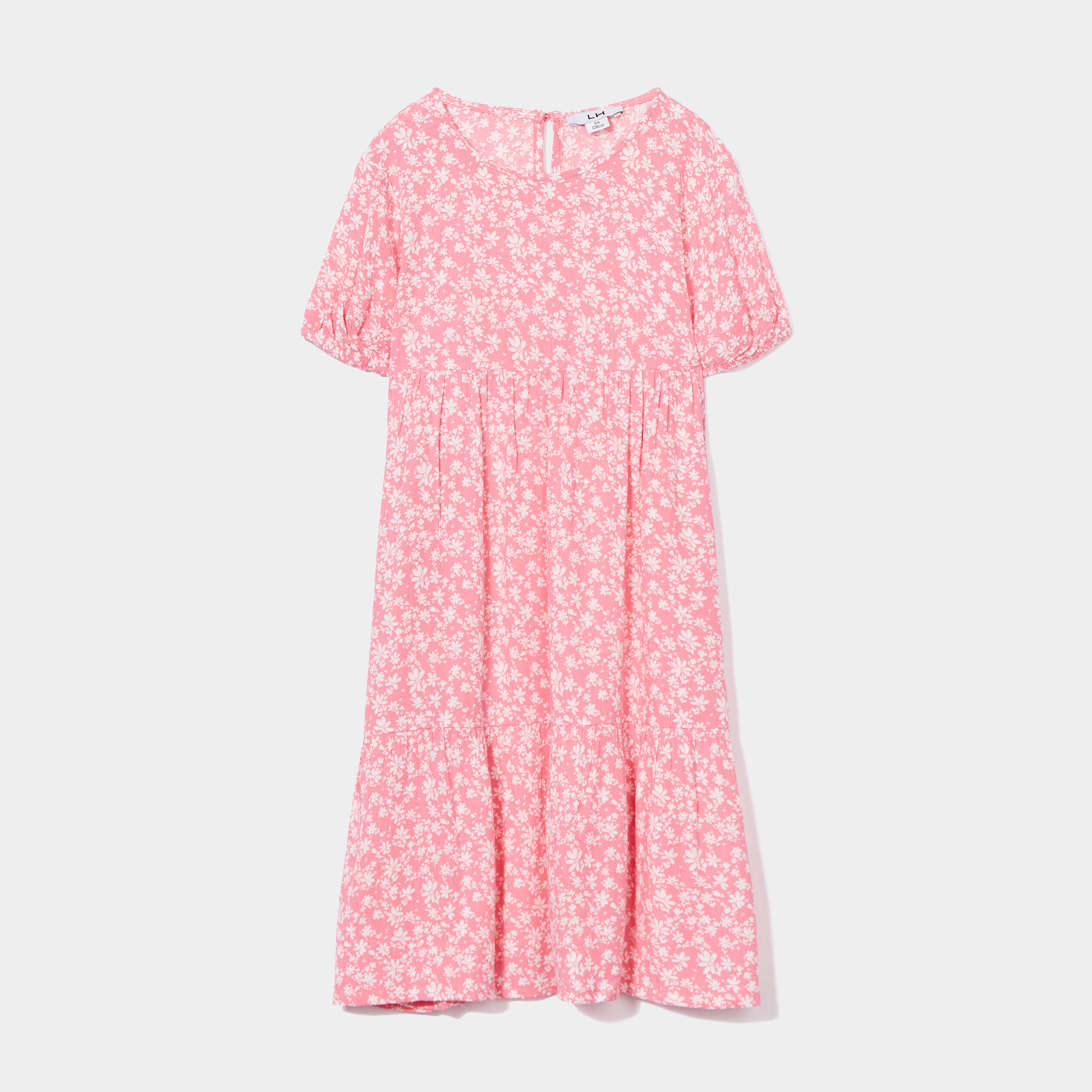 Robe longue trapèze manches ballons rose fille | La Halle