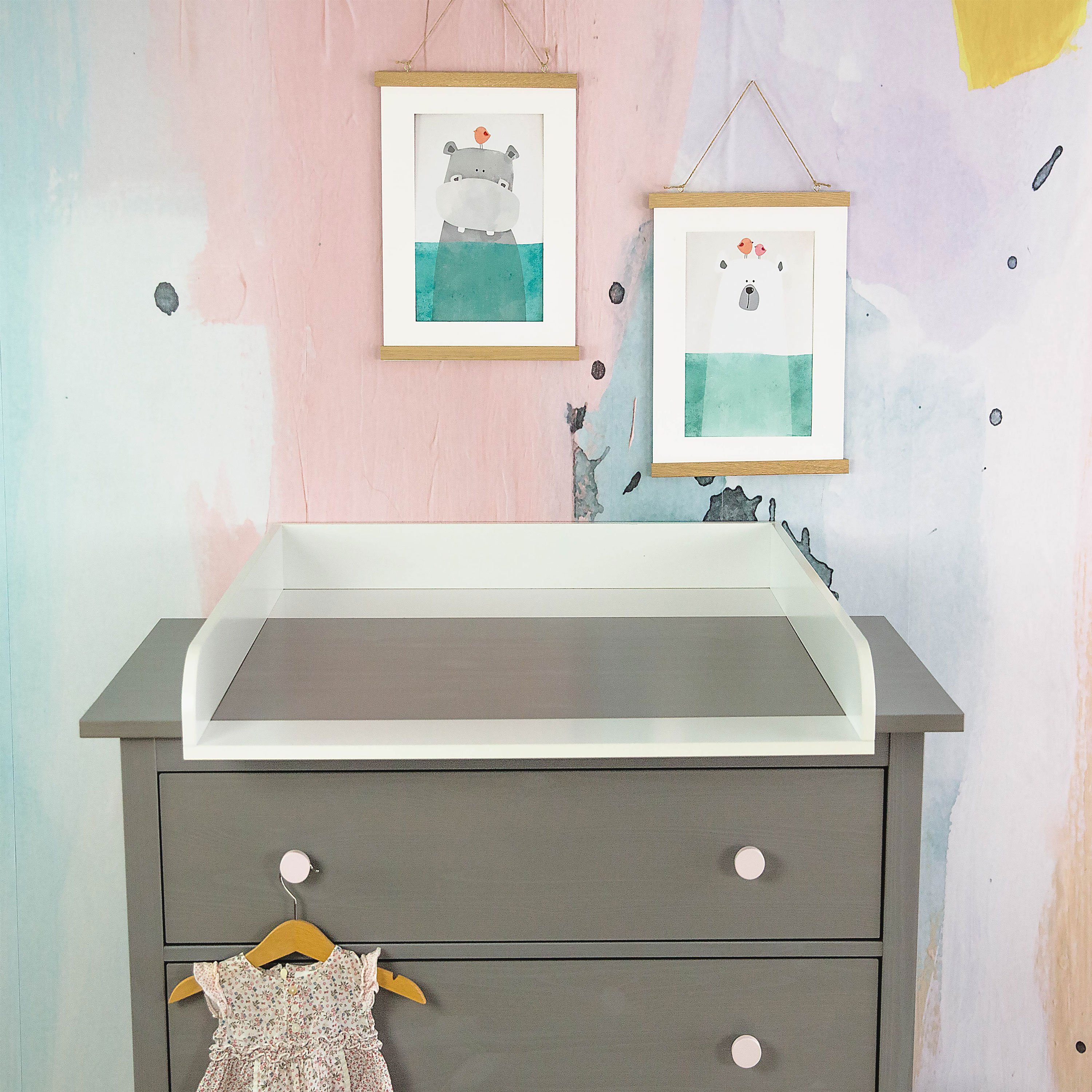 Puckdaddy GmbH Wickelaufsatz Lasse (80x11x80 cm) für IKEA Hemnes Kommoden