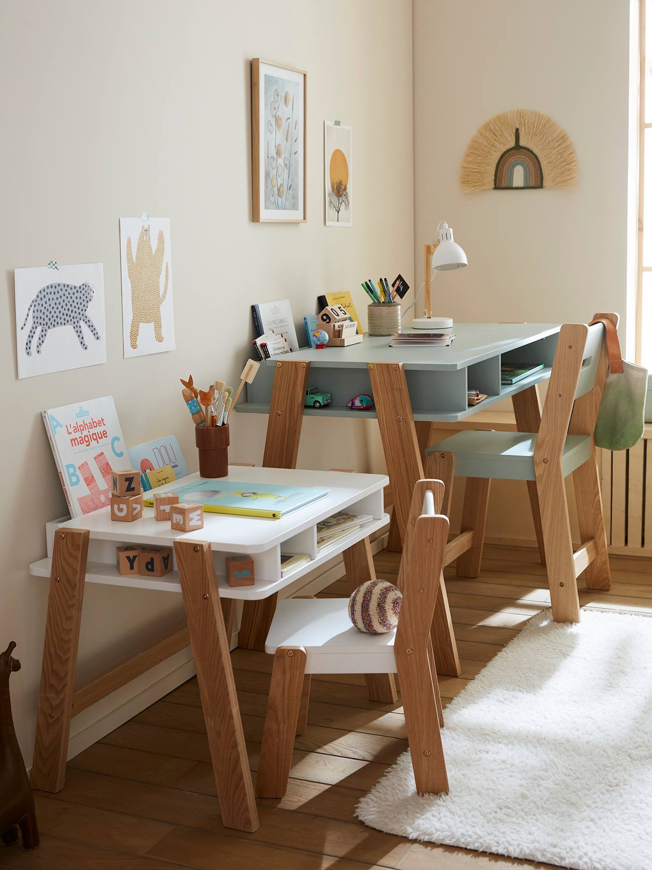 Vertbaudet Kinderschreibtisch ARCHITEKT JUNIOR - rosa/natur