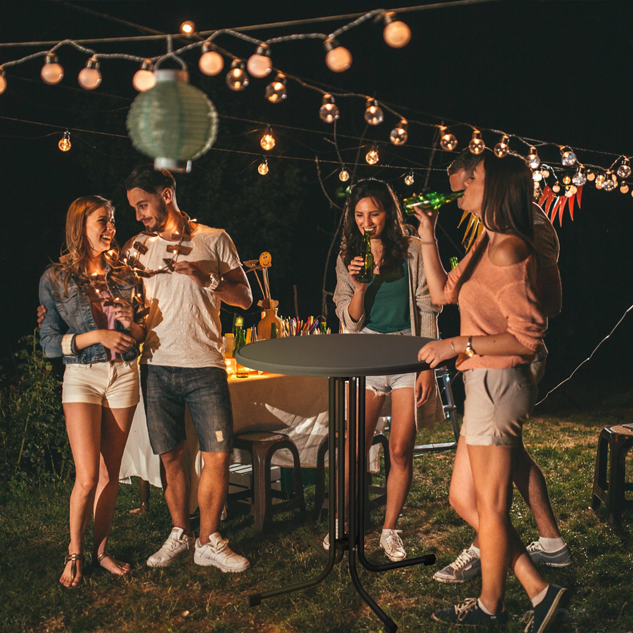 UISEBRT Stehtisch Stehtisch Klappbar Ø79cm Bistrotisch Rund Gärten Klapptisch 110cm Hoch, Bartisch Gastro für Outdoor Cafe Bistros Party