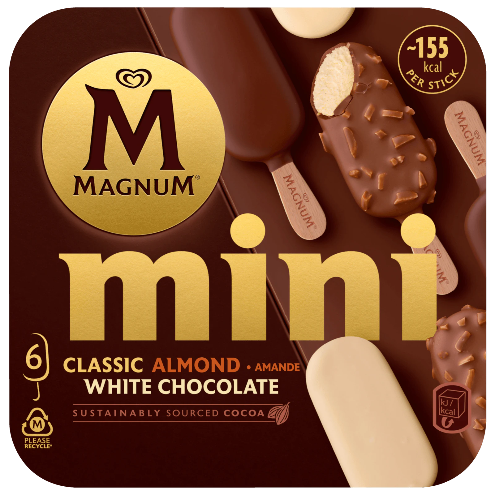 Magnum Eis Mini Classic, Almond & White 6x55 ml