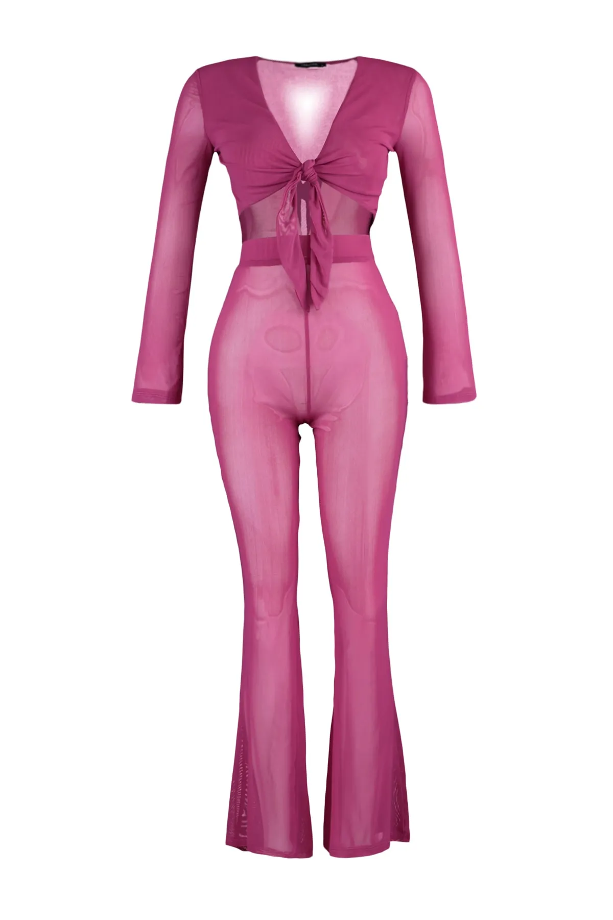 Trendyol Collection  Fuchsia Mesh Unterteil-Oberteil Set Unterteil-Oberteil Set TBESS22AU0014