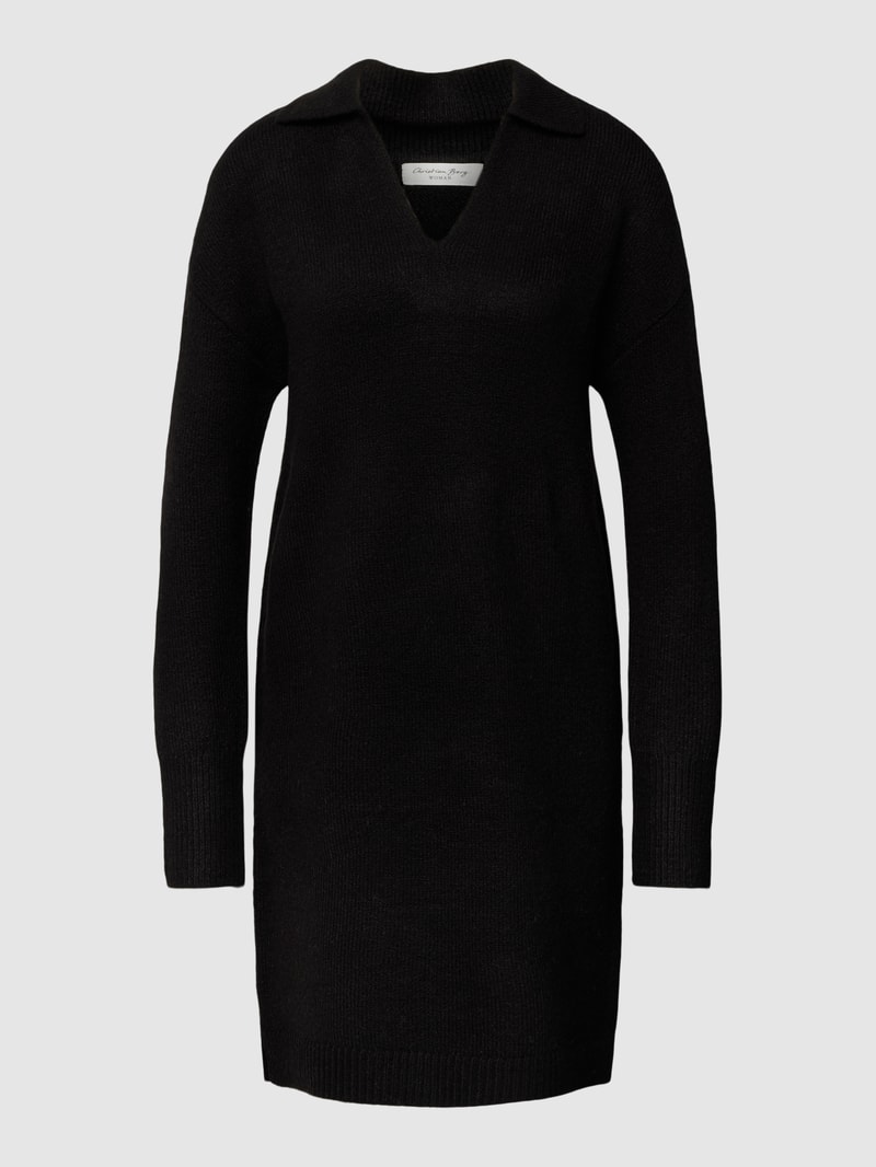 Strickkleid in Knielänge in schwarz