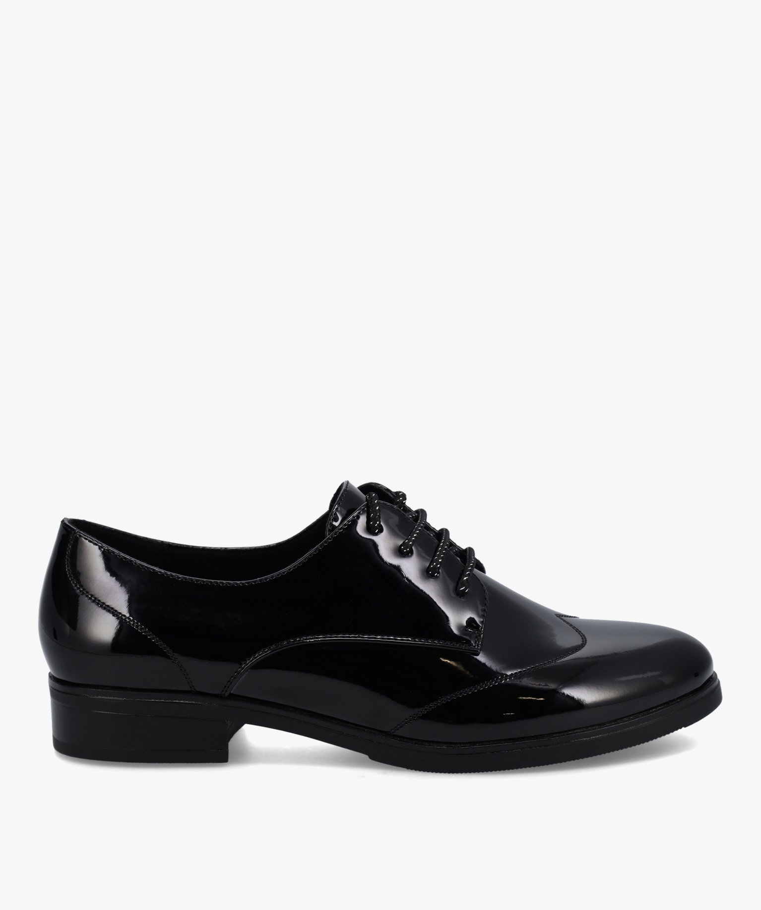 Derbies femme à talon plat et dessus fantaisie noir | GEMO