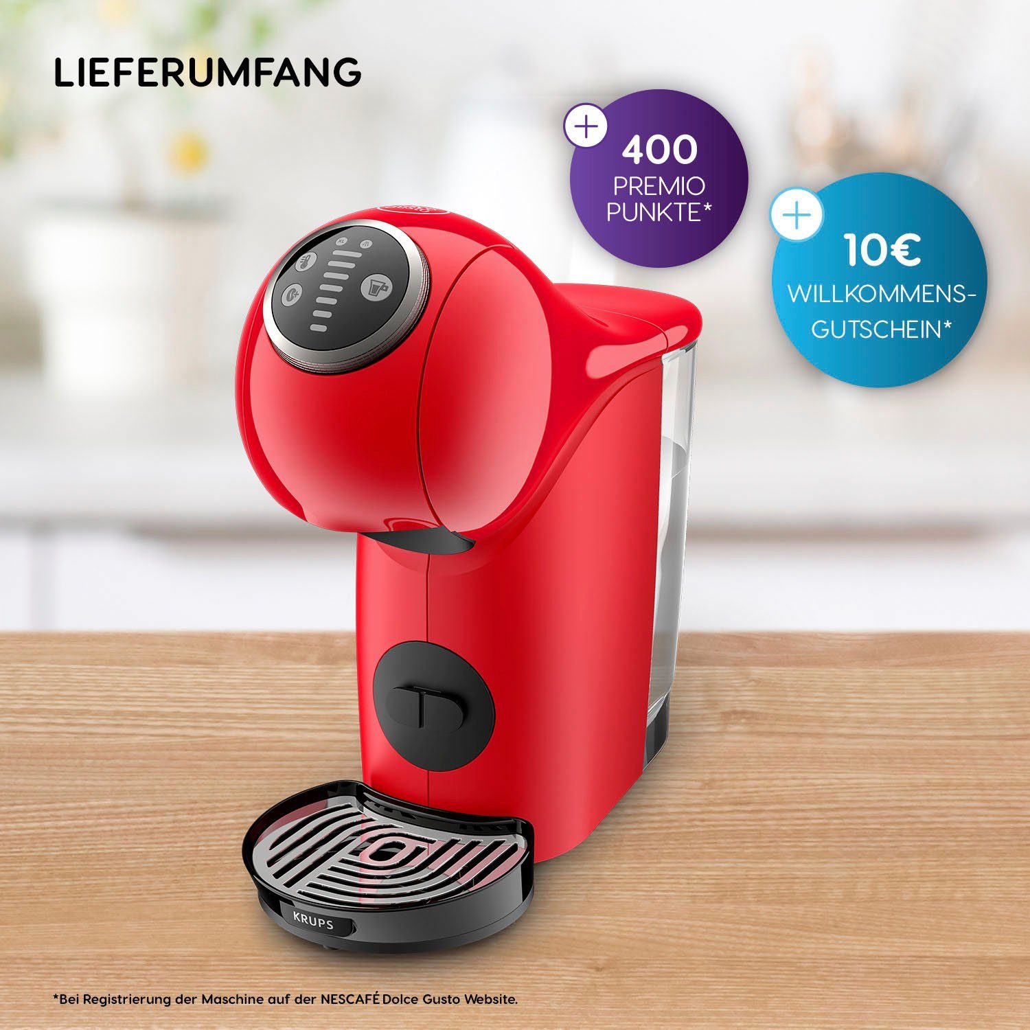 NESCAFÉ® Dolce Gusto® Kapselmaschine KP3405 Genio S Plus, Temperaturwahl, automatische Abschaltung, 0,8 Liter Wassertank