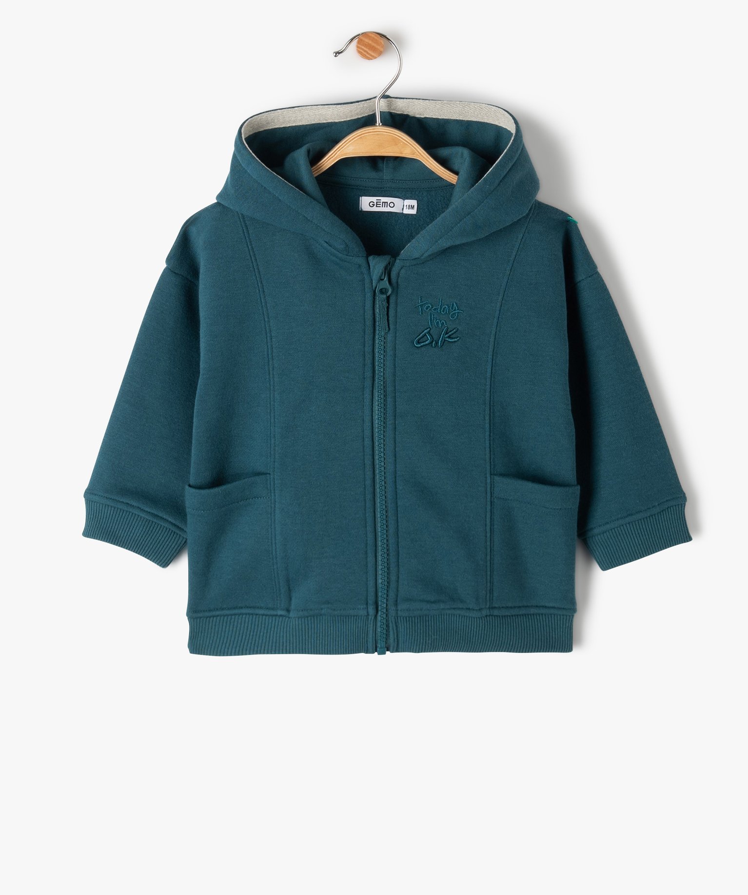 Sweat zippé molletonné à capuche bébé Garçon bleu | GEMO