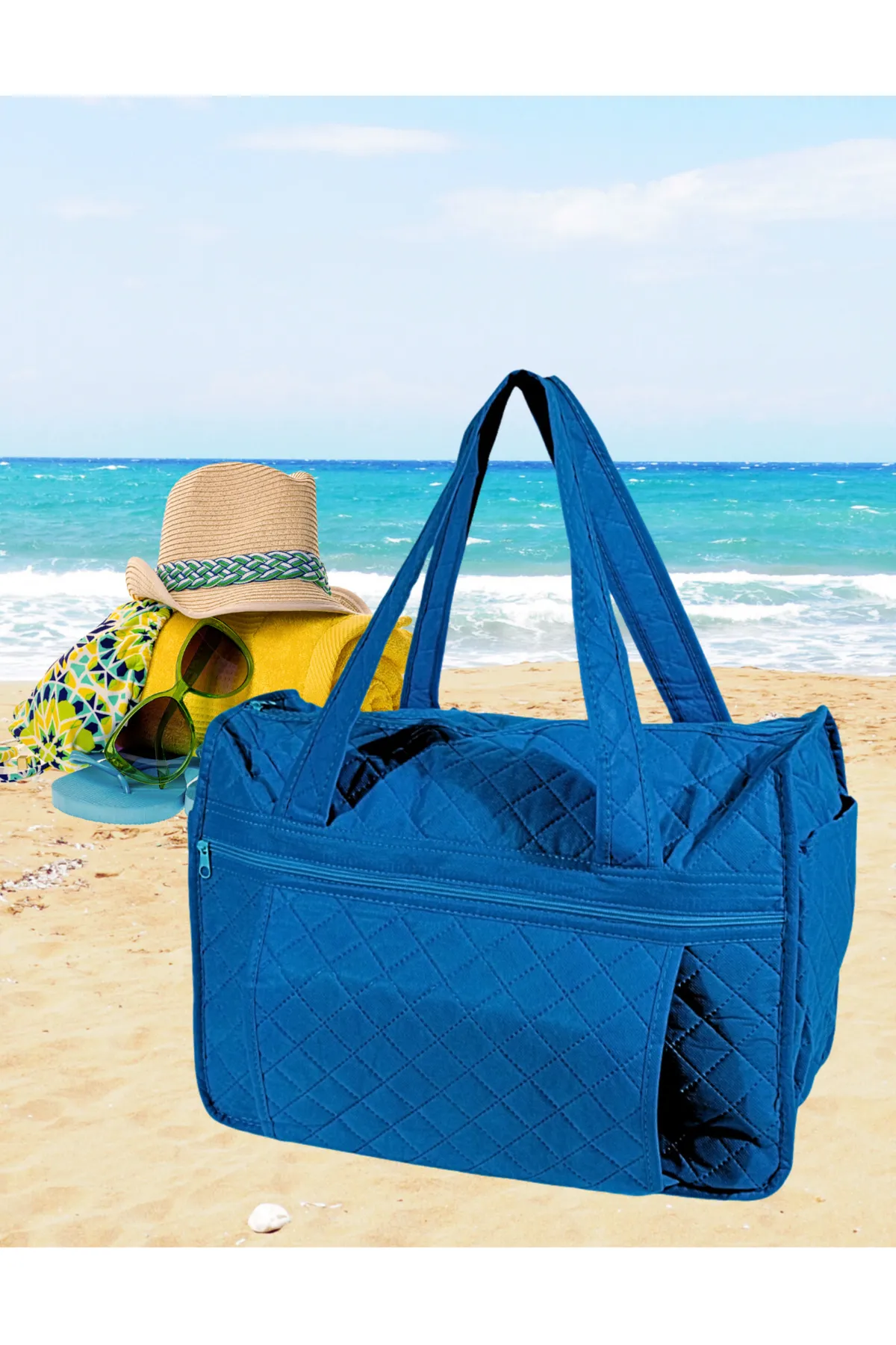 Seryat  Strandtasche - Blau - Unifarben