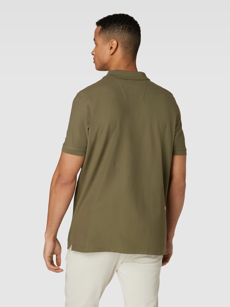 Poloshirt mit Logo-Stitching in olivgrün