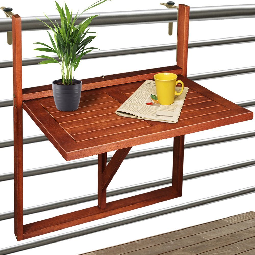 Casaria Balkonhängetisch Akazie (1-St), Akazie Holz Wetterfest Klappbar 65x45x87cm 40kg Belastbar