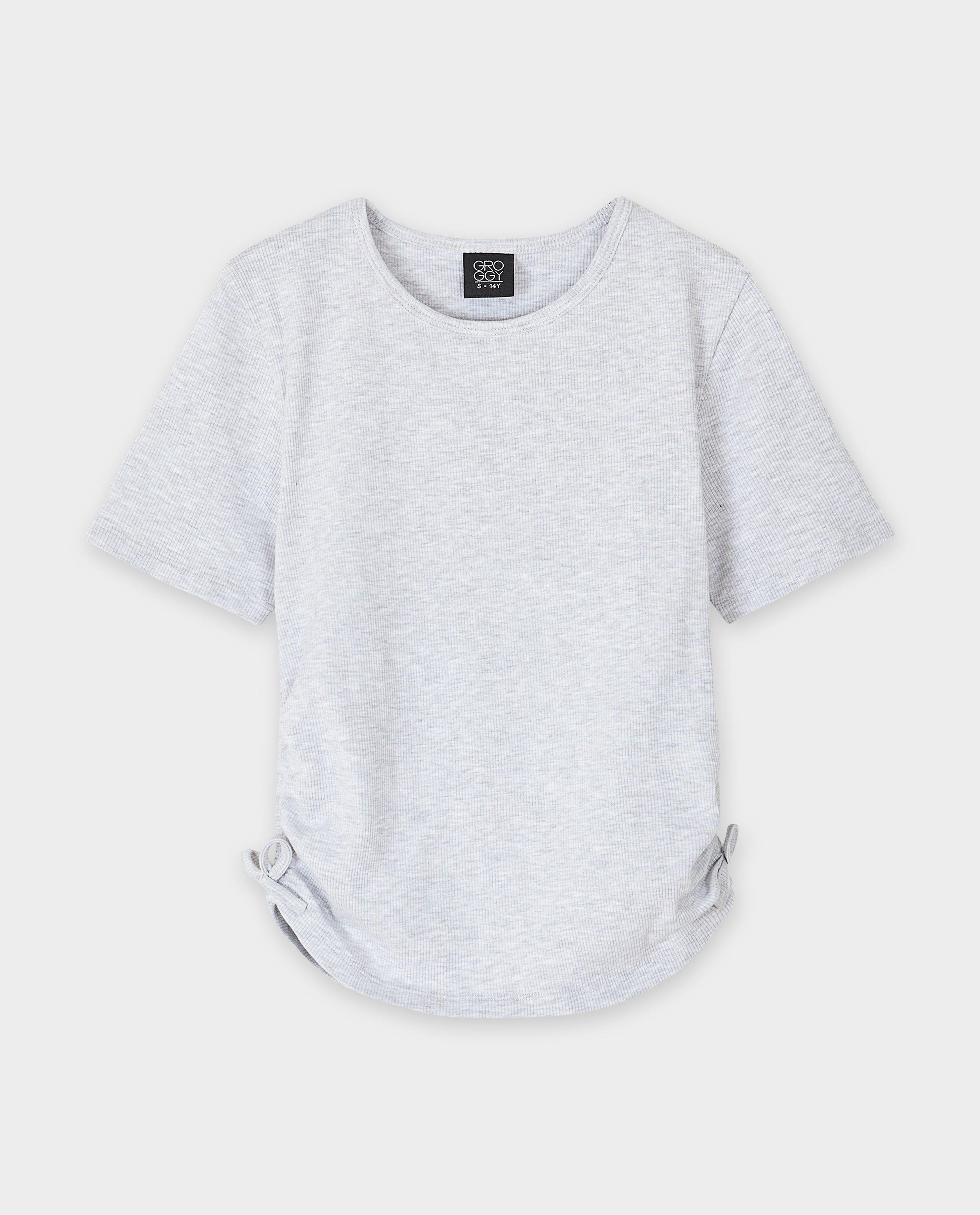 Tricou Groggy cu model cu nervuri fine gri deschis