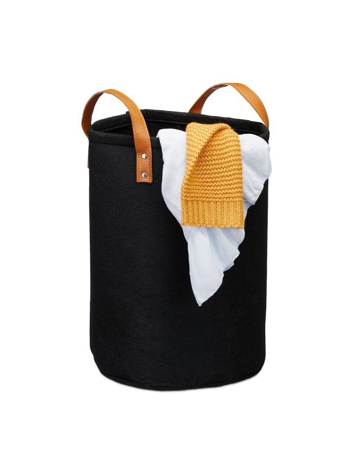 relaxdays Wäschekorb in Schwarz - (H)45 x Ø30 cm günstig kaufen onesize