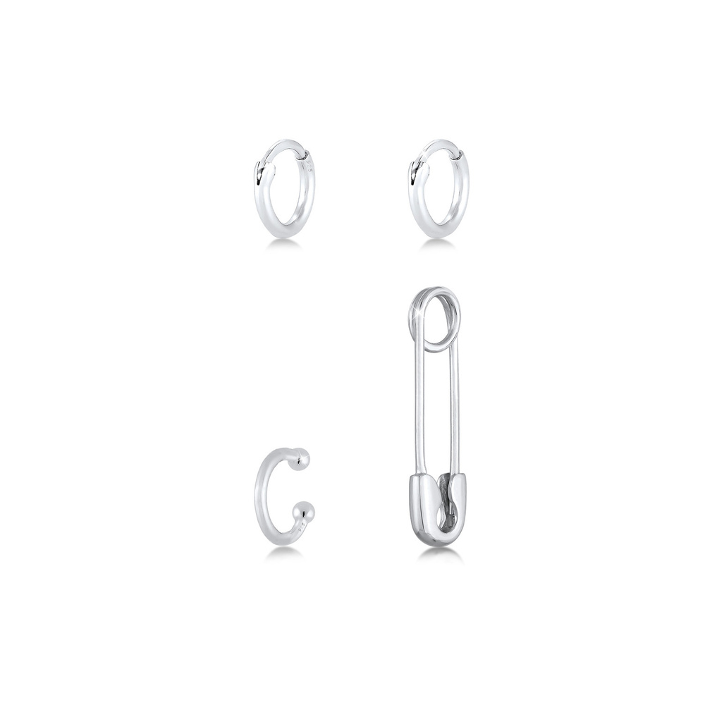 Elli Elli Boucles d'Oreilles Épingle de Sûreté Earcuff Femme - (925/1000) Argent Plaqu Boucles d'oreilles