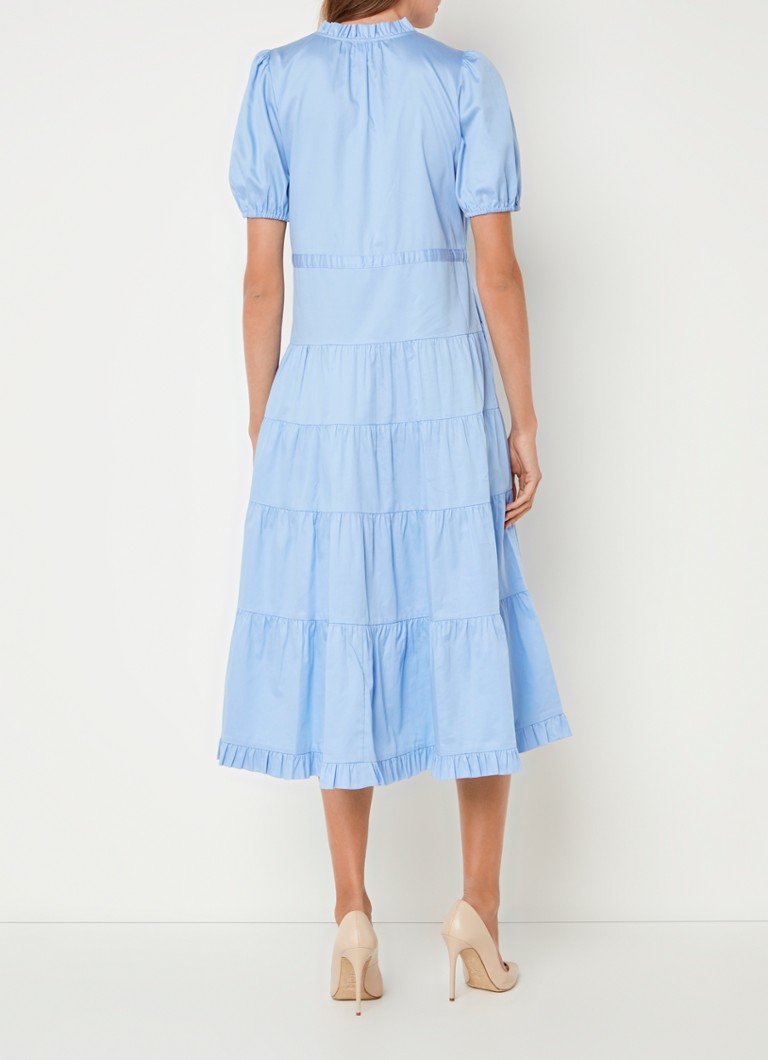 Vestido midi Hedy de LKBennett con volantes de algodón orgánico y cinturón anudado.