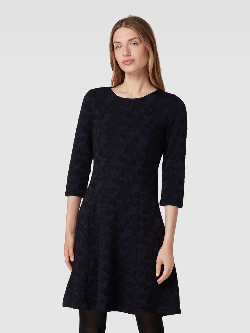 Knielanges Kleid mit Allover-Muster Modell 'Orna' in anthrazit