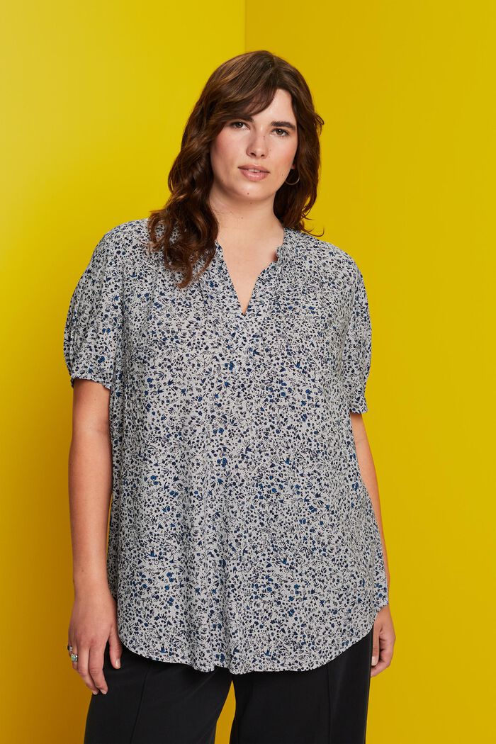 CURVY Gemusterte Bluse, LENZING™ ECOVERO™