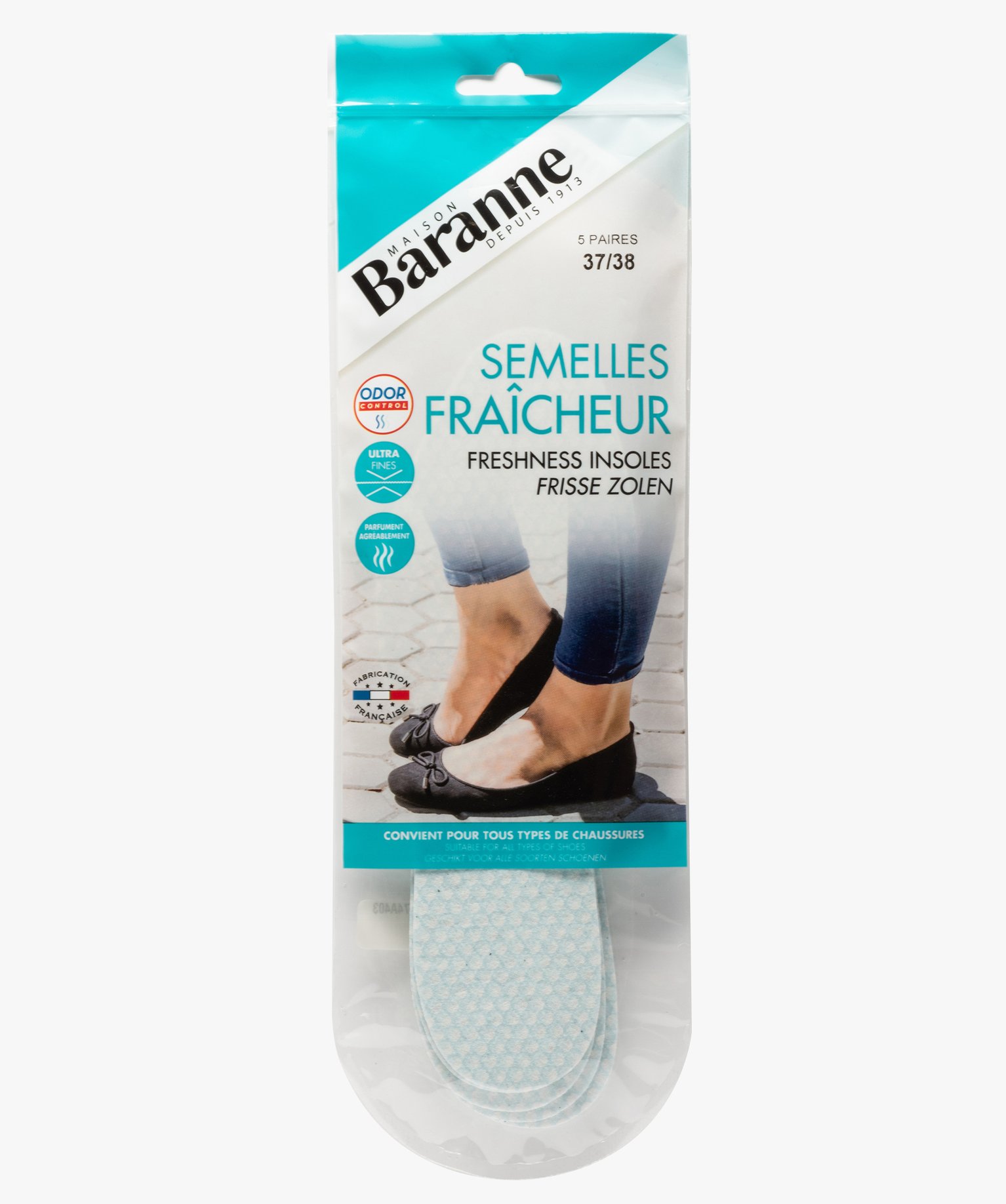 Semelles fracheur pour femme 5 paires - Baranne blanc | GEMO