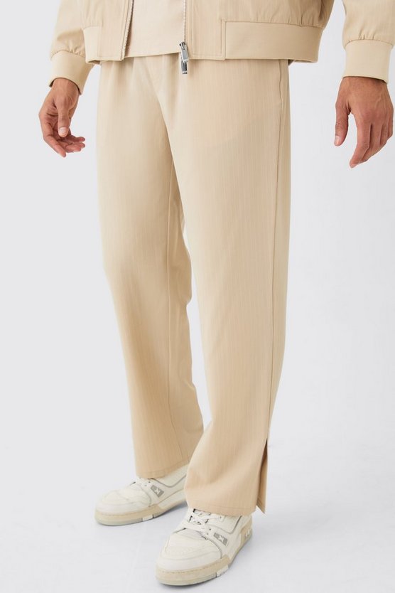 Smarte Nadelstreifen-Hose mit geteiltem Saum