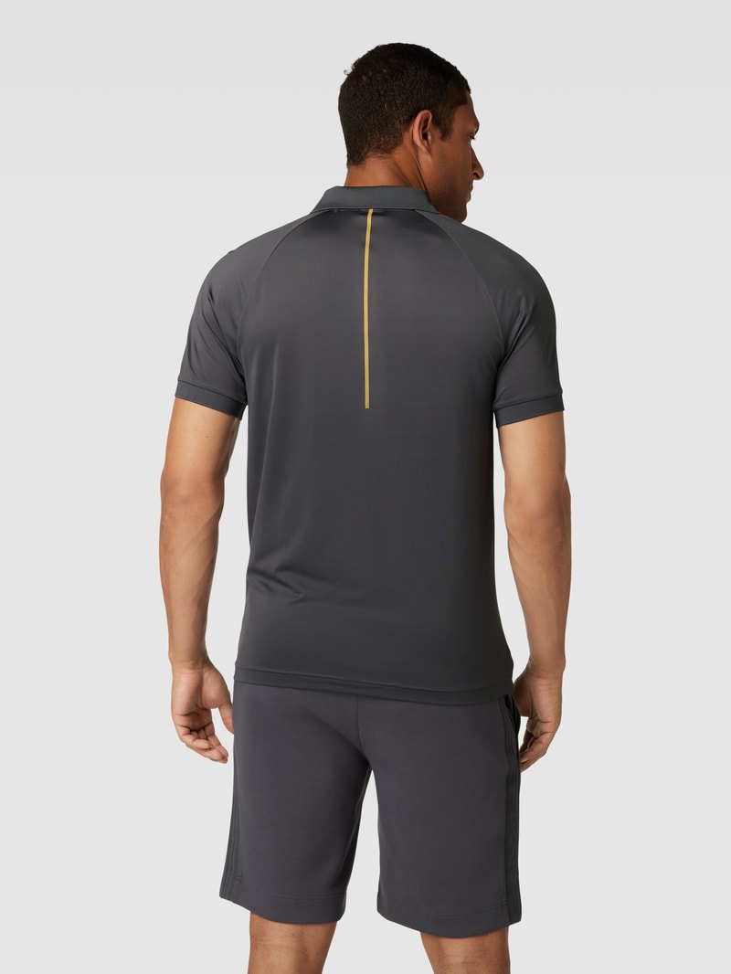 Slim Fit Stretch Poloshirt mit Label-Detail Modell 'Pauletech' in graphit
