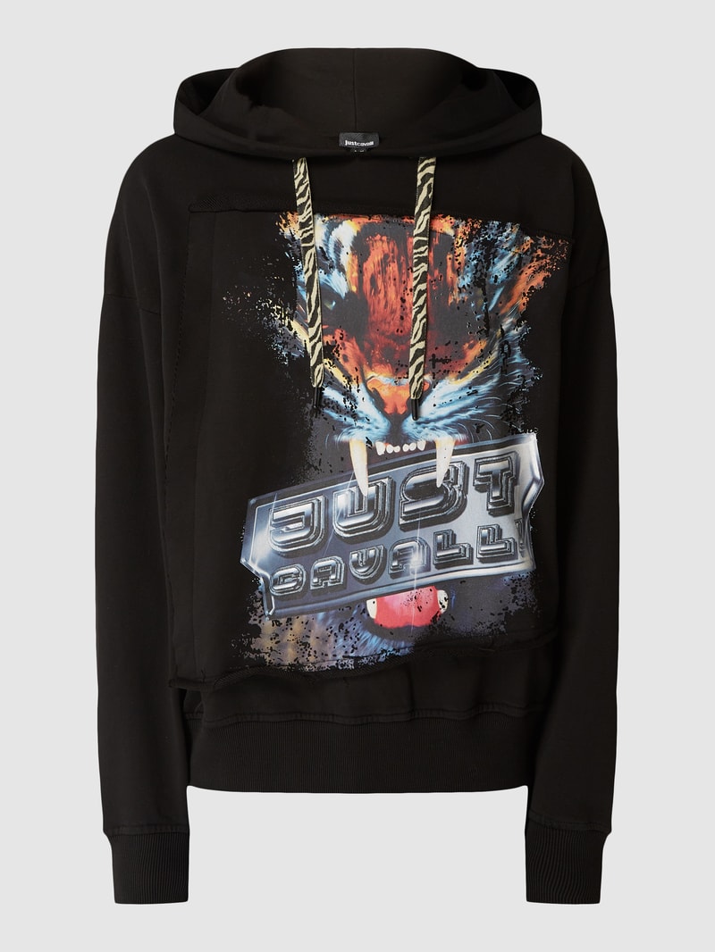 Oversized Hoodie mit Animal-Print in schwarz