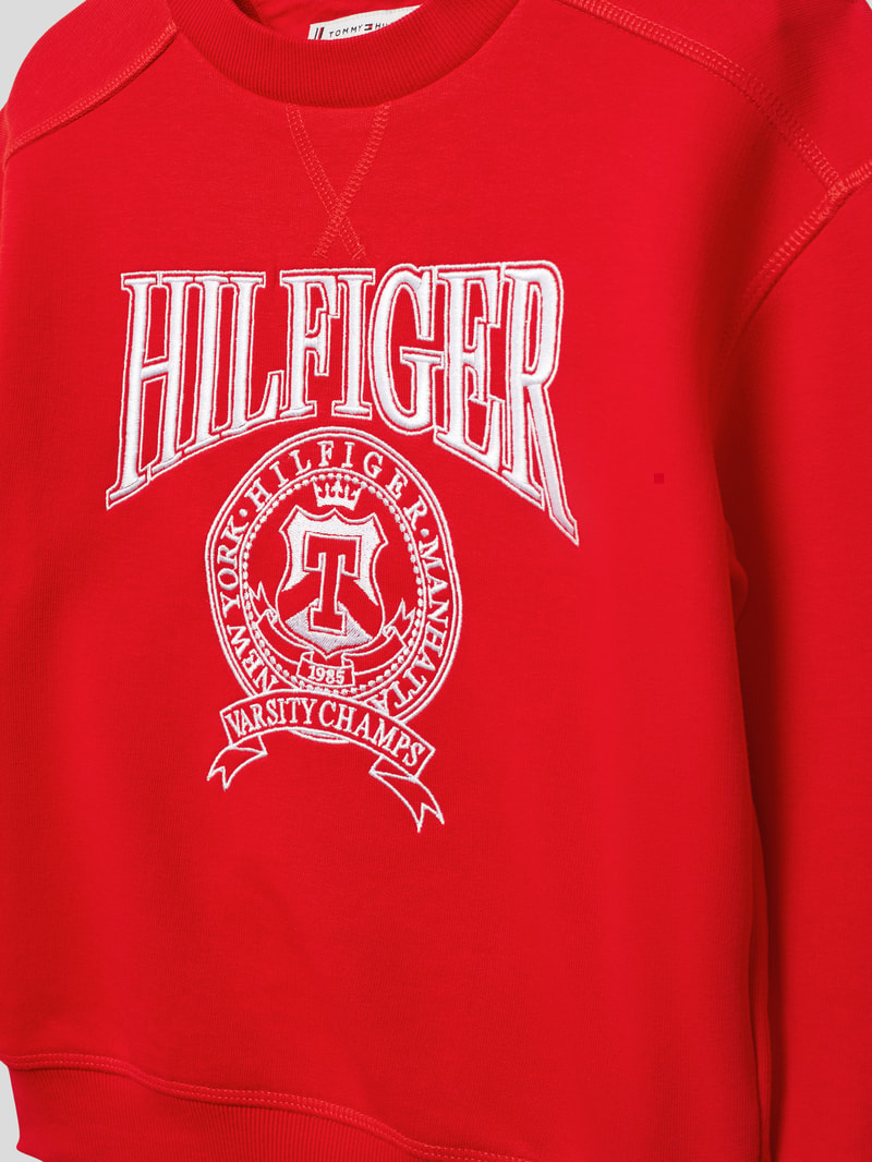 Sweatshirt mit Label-Stitching in rot