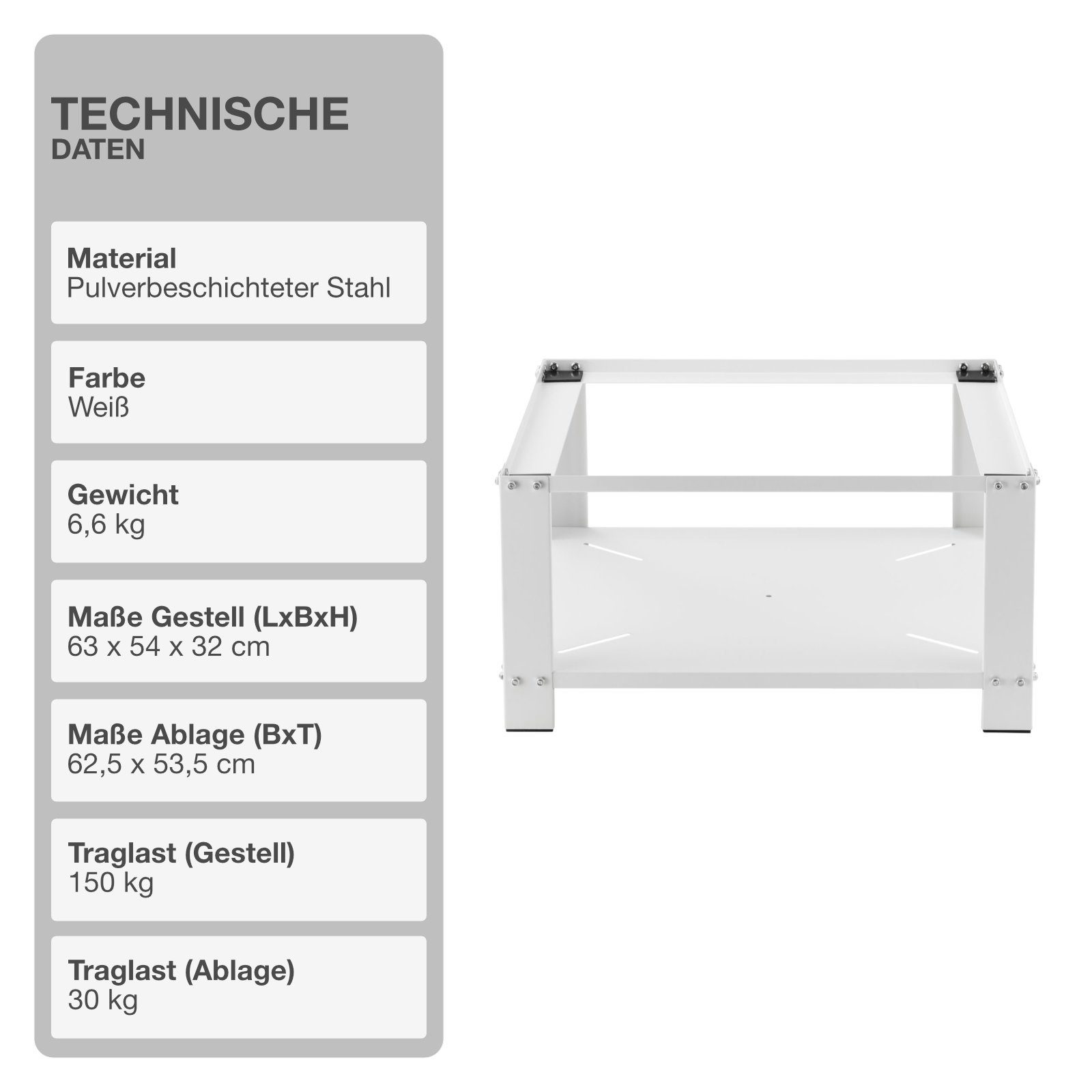 STADO Waschmaschinenuntergestell Waschmaschinen, Trockner, Untergestell, Podest, Unterbau, Ablage