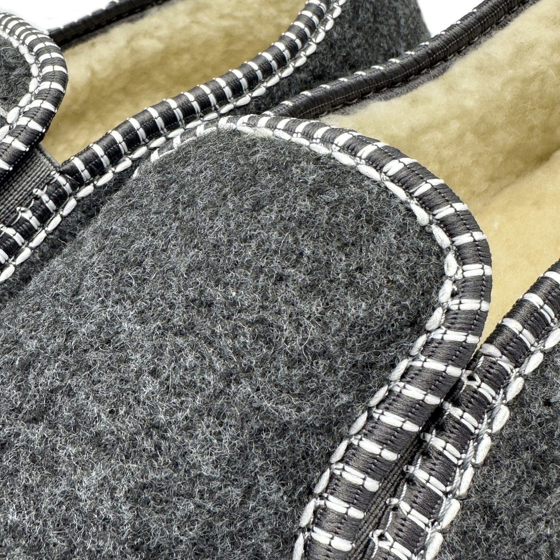 em-ka Herren Filz Fell Hausschuhe gefüttert Winter Pantoffeln Schafwolle Hausschuh Lamwolle, Federleicht, Hüttenschuhe