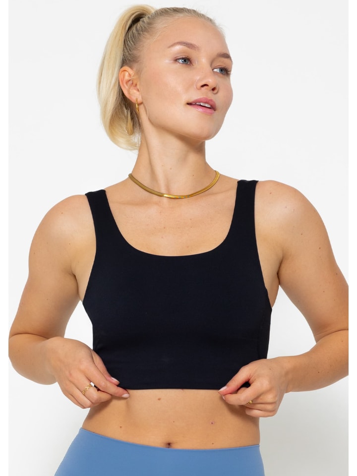SASSYCLASSY Sport BH mit breiten Trägern und Rückenausschnitt in Schwarz günstig kaufen