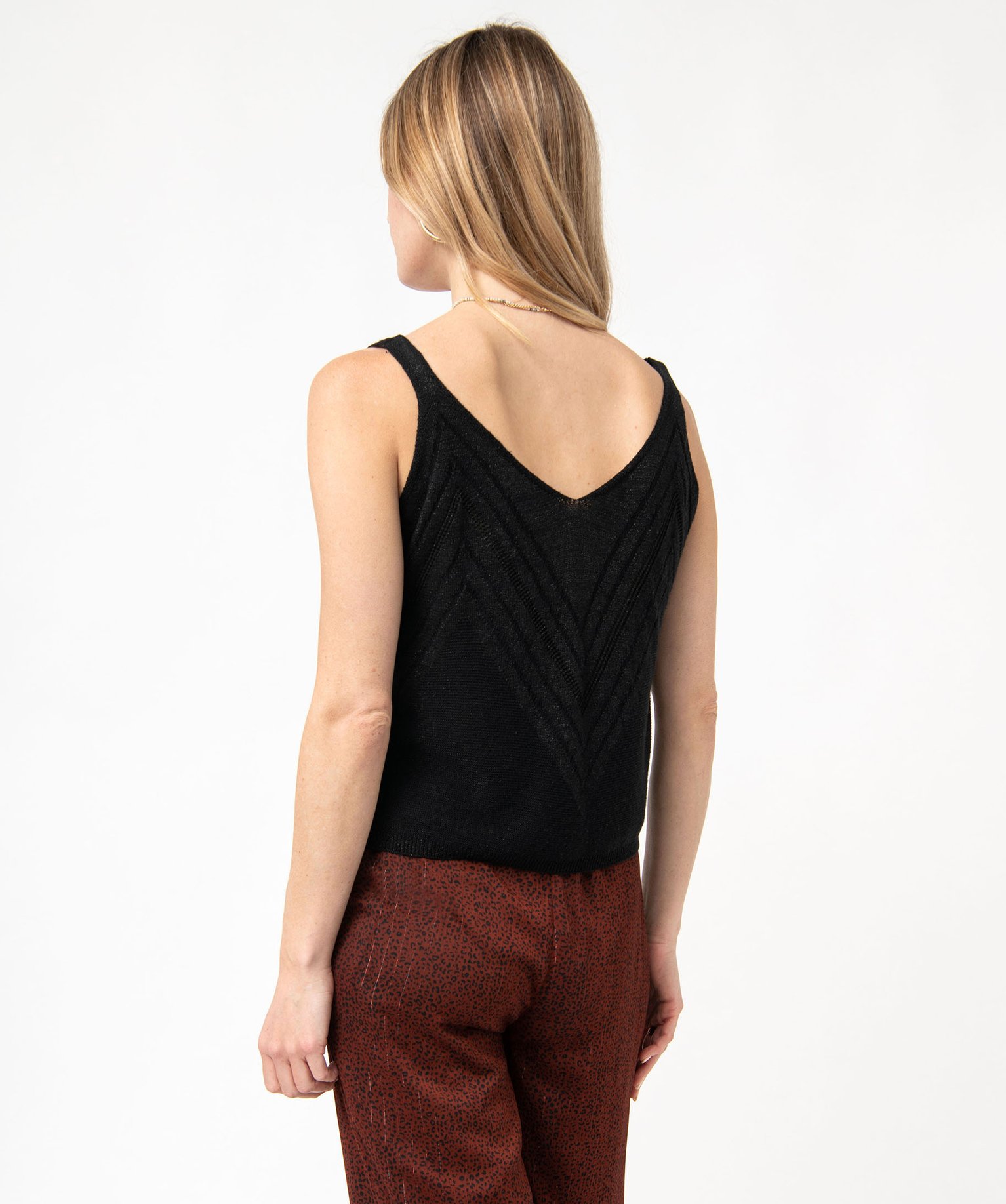 Débardeur en maille pailletée fantaisie femme noir | GEMO