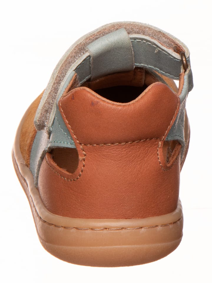 kmins Leder-Barfußschuhe in Hellbraun/ Hellblau günstig kaufen