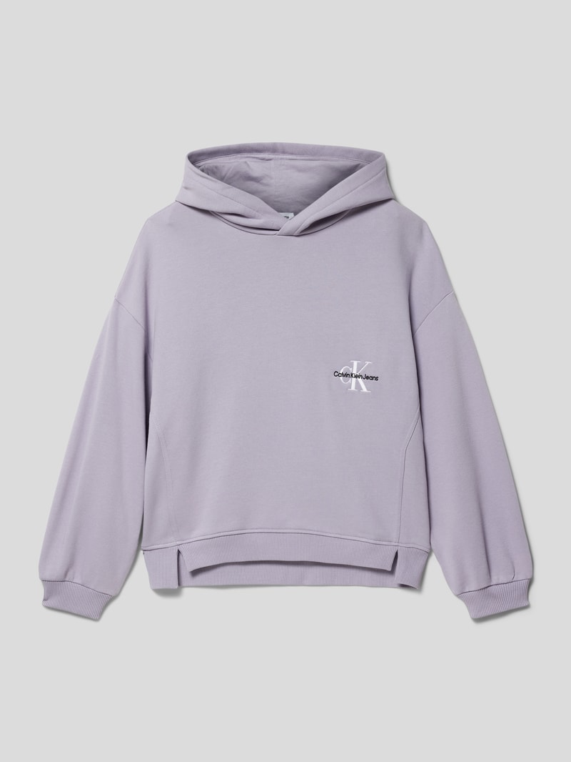 Hoodie mit Label-Stitching in flieder