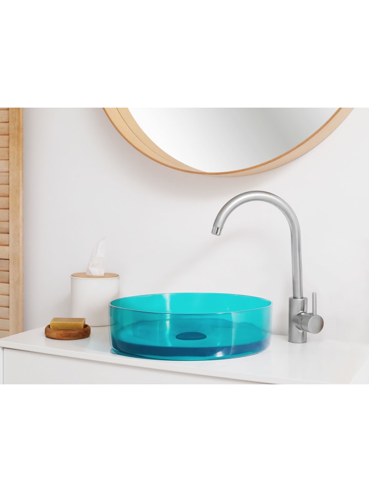 Beliani Waschbecken TOLOSA in Transparent/Blau - (W) 36 x (H) 10 x (L) 36 cm günstig kaufen onesize